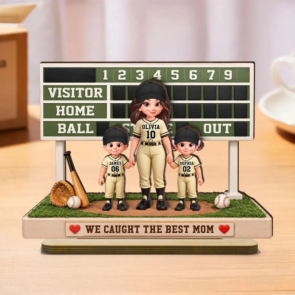 Baseball Mom Kids Scoreboard - Personalized Wooden Plaque - Mother's Day Gift, Gift For Mom