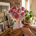 Grandma Hands Roses - Personalized Acrylic Block Plaque - Mother's Day Gift For Grandma