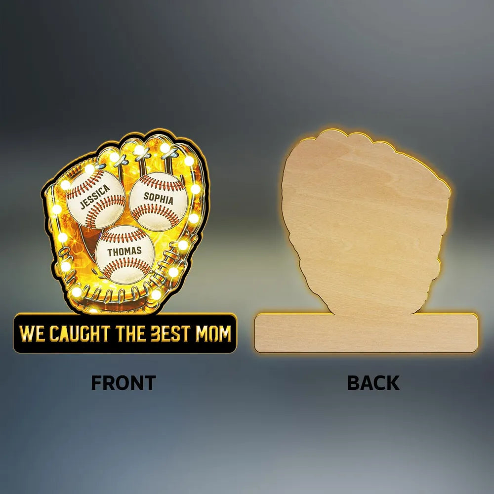 We Caught The Best Mom Baseball - Personalized Suncatcher Night Light - Mother's Day Gift For Baseball Mom