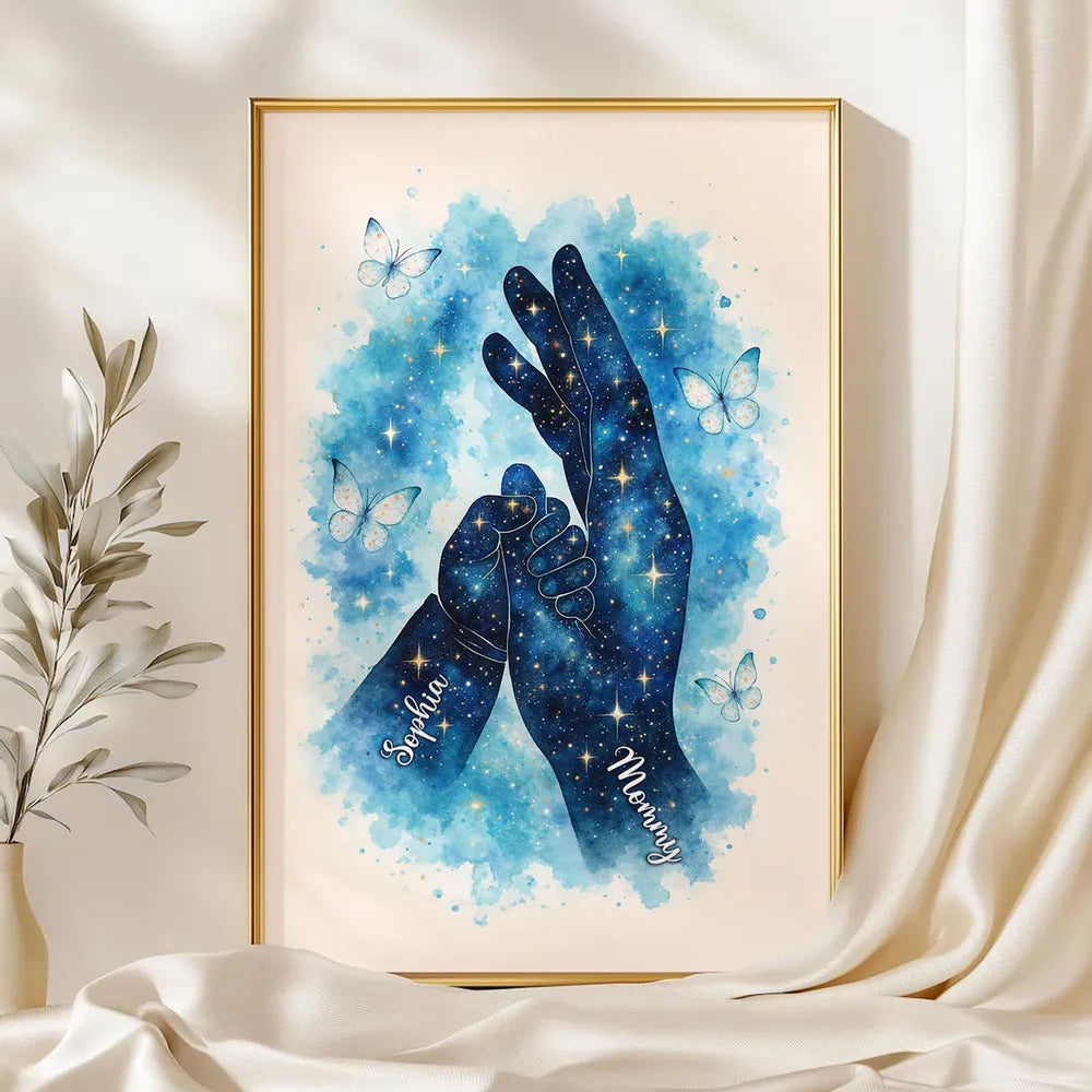 Kids Holding Mom Hand - Personalized Poster - Heartfelt Mother's Day Gift for Mom, Wife