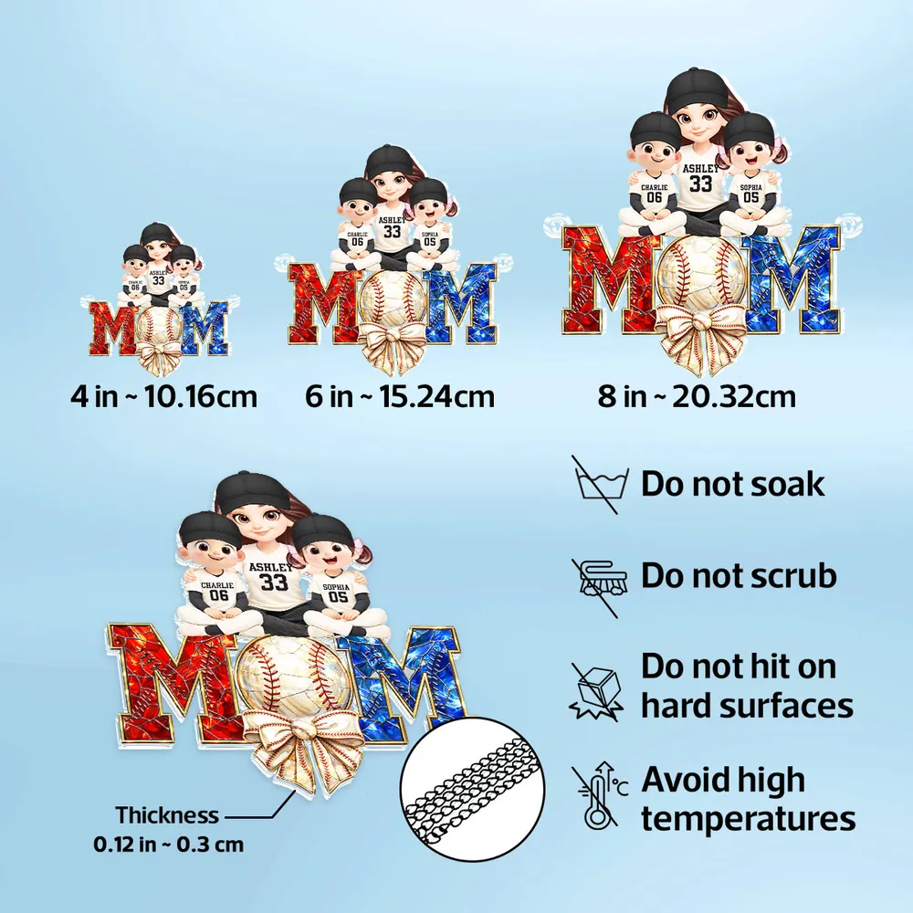 Baseball Mom And Kids - Personalized Acrylic Suncatcher - Mother's Day Gift for Mom, Wife