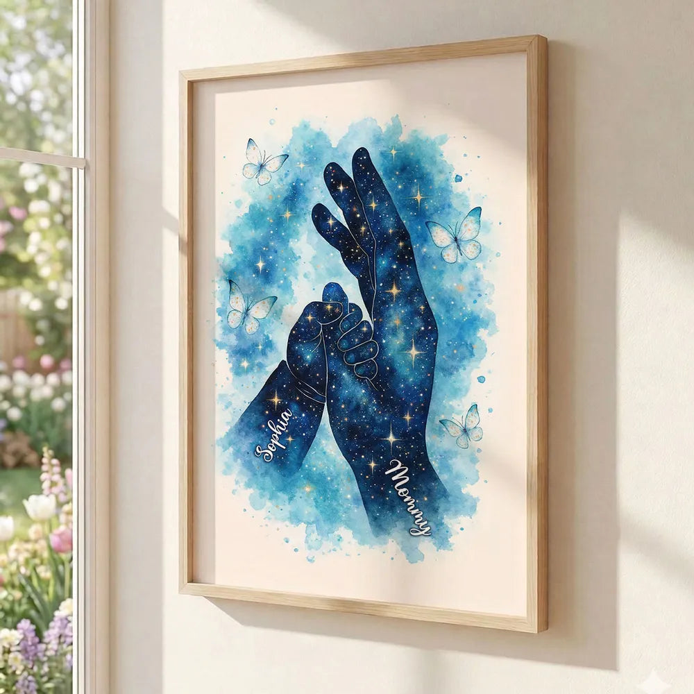 Kids Holding Mom Hand - Personalized Poster - Heartfelt Mother's Day Gift for Mom, Wife