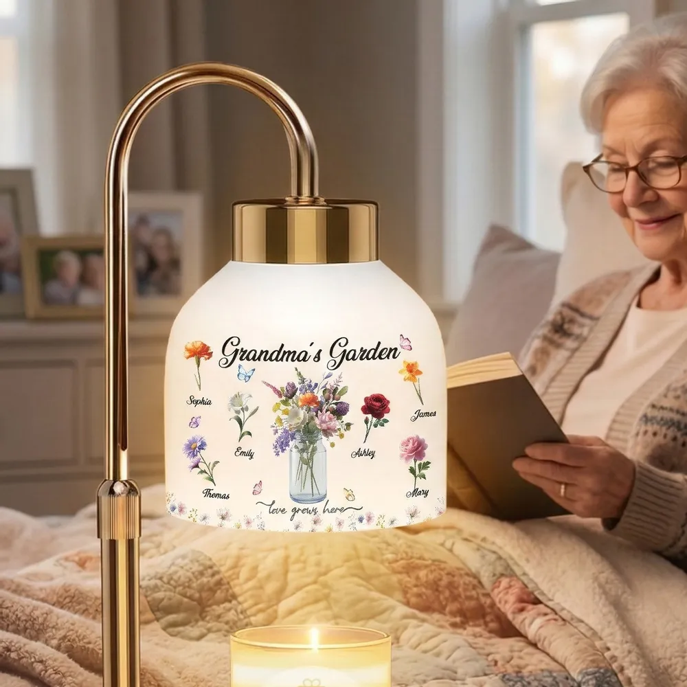 Grandma‘s Garden Beautiful Birth Month Flower Pot - Personalized Candle Warmer Lamp - Vintage Home Decor Gift For Grandma