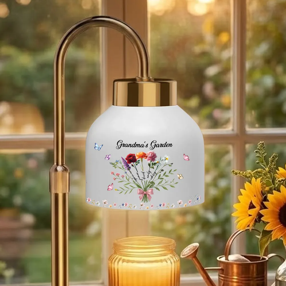 Grandma‘s Garden Beautiful Birth Month Flower Bunch - Personalized Candle Warmer Lamp - Vintage Home Decor Gift For Grandma