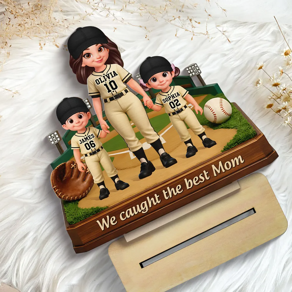We Caught The Best Mom Baseball Field - Personalized Wooden Plaque - Mother's Day Gift For Baseball Mom