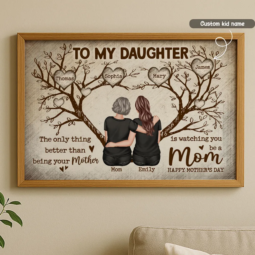 To My Daughter Happy Mother's Day Tree Of Life Custom Kids Names - Personalized Poster - Mother's Day Gift For Daughter