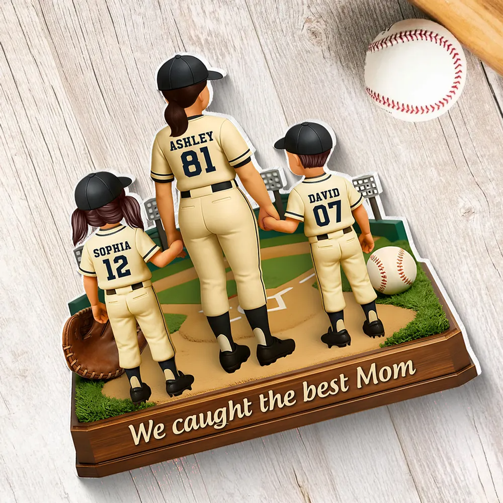 We Caught The Best Mom Baseball - Personalized Acrylic Block Plaque - Heartfelt Gift For Mom, Grandma