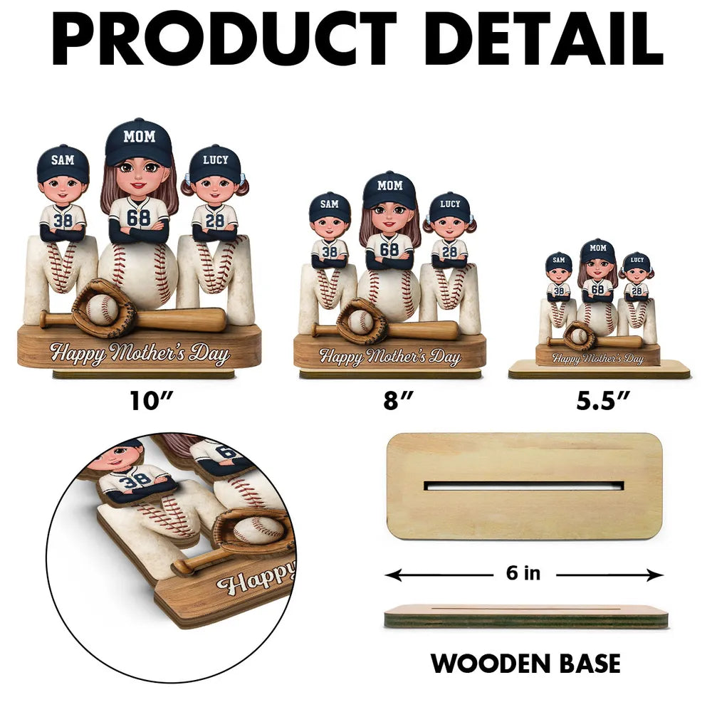 Proud Baseball Mom - Personalized Wooden Plaque - Gift For Mom