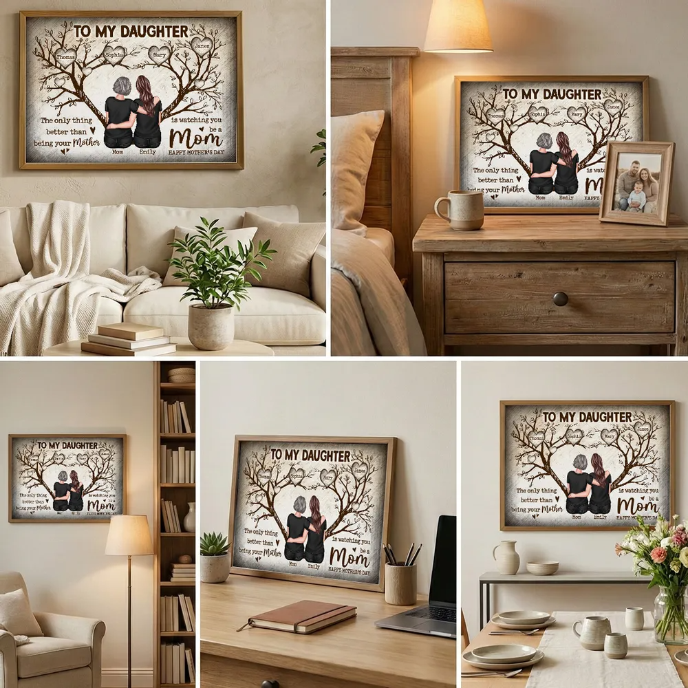 To My Daughter Happy Mother's Day Tree Of Life Custom Kids Names - Personalized Poster - Mother's Day Gift For Daughter