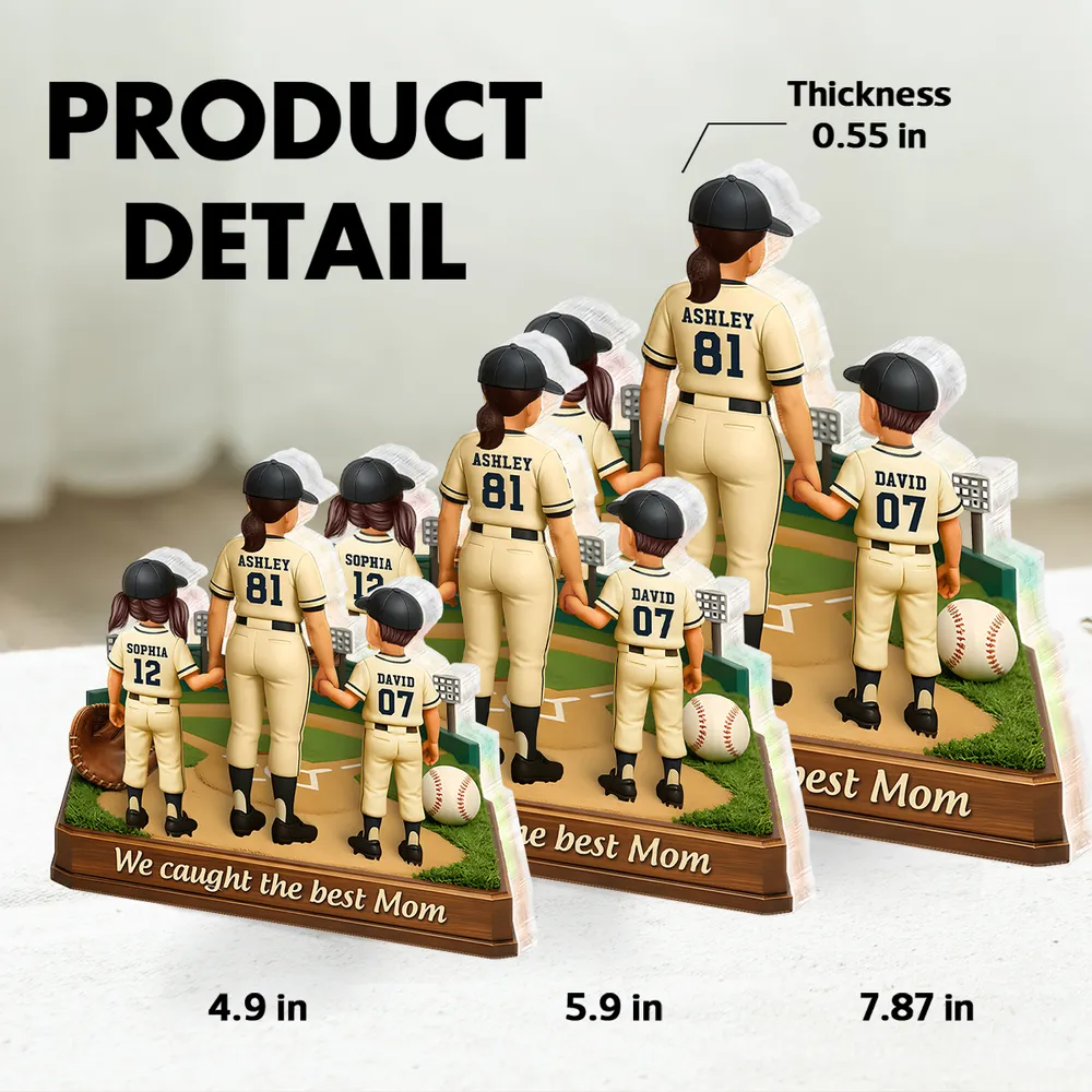 We Caught The Best Mom Baseball - Personalized Acrylic Block Plaque - Heartfelt Gift For Mom, Grandma