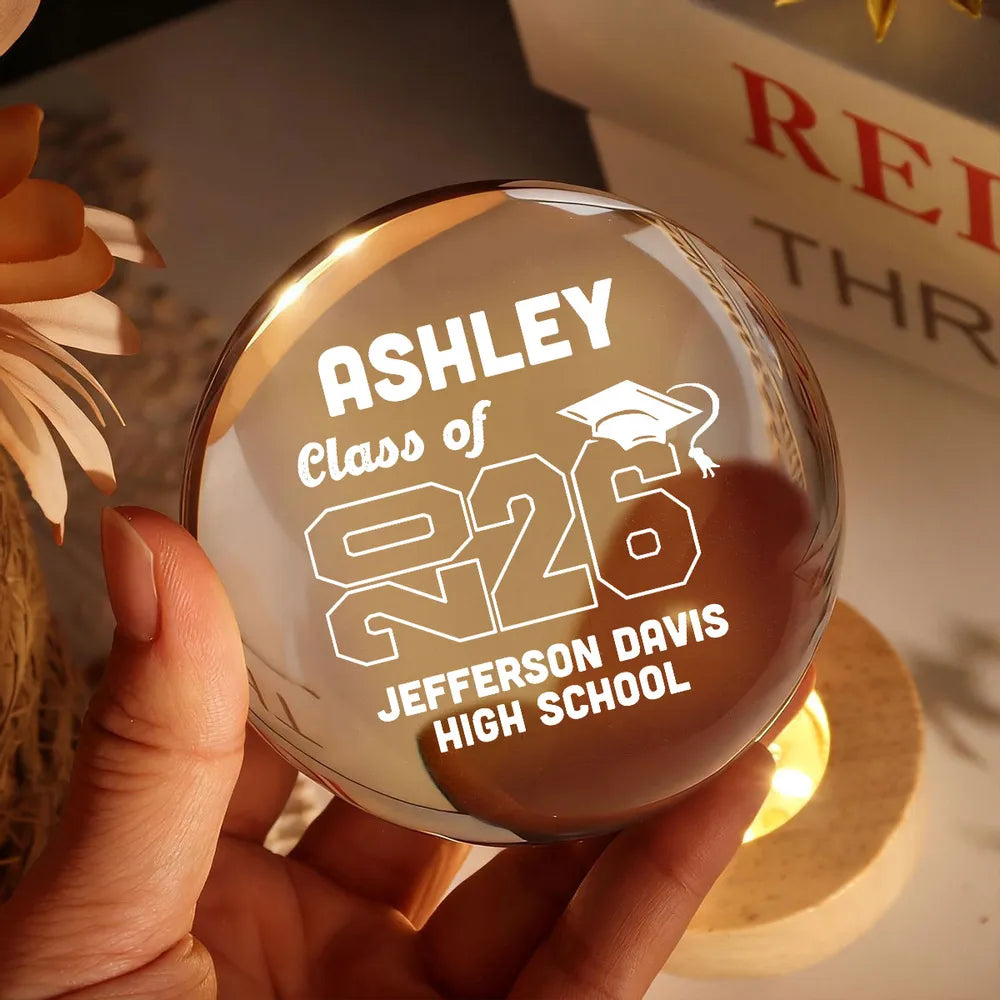 Class Of Graduation Year Senior - Personalized Crystal Ball LED Night Light - Gift For Graduation Day, Graduation Gift, Keepsake