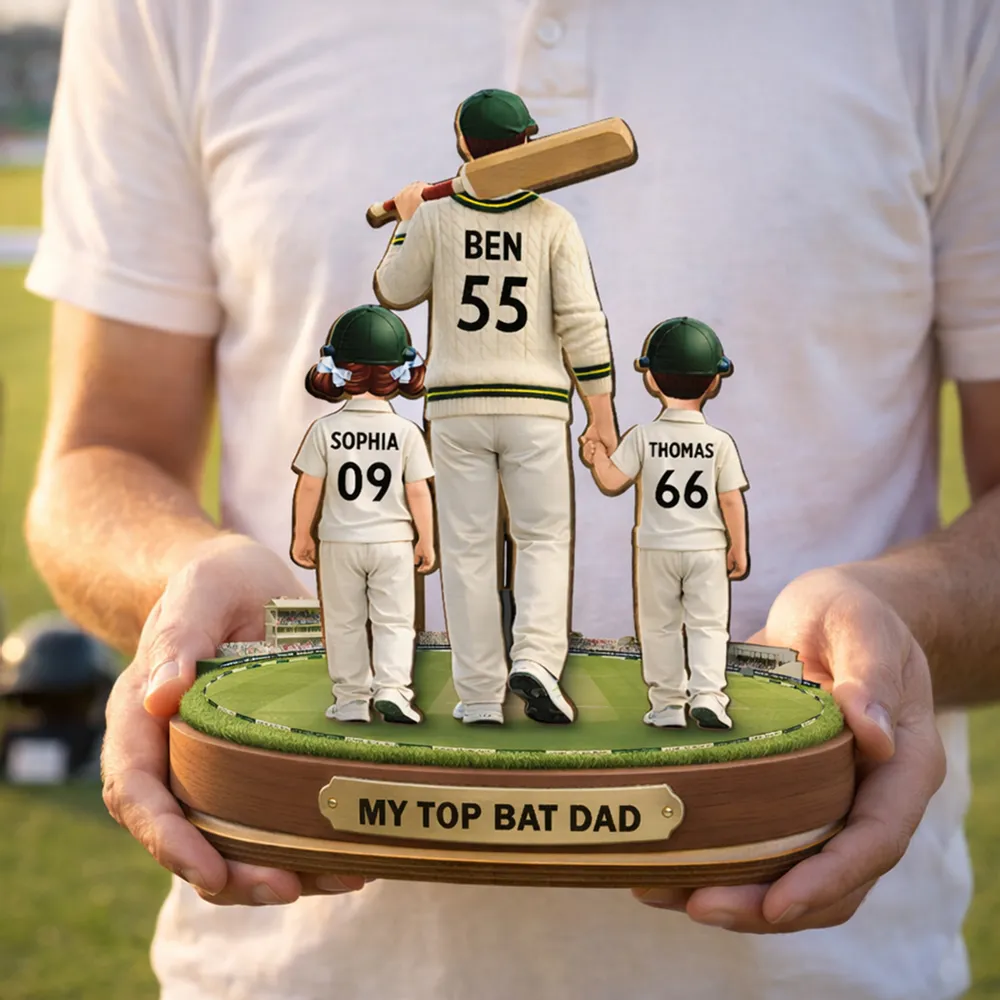 My Top Bat Dad Cricket - Personalised Wooden Plaque