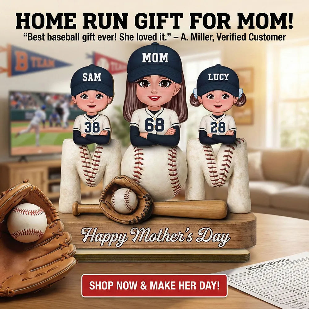 Proud Baseball Mom - Personalized Wooden Plaque - Gift For Mom