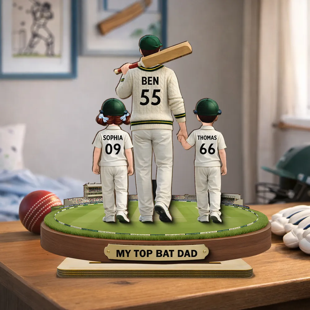 My Top Bat Dad Cricket - Personalised Wooden Plaque