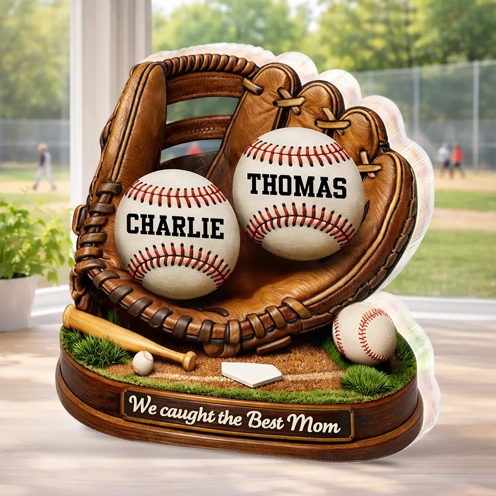 We Caught the Best Mom Baseball Softball - Personalized Acrylic Block Plaque - Heartfelt Gift for Mom