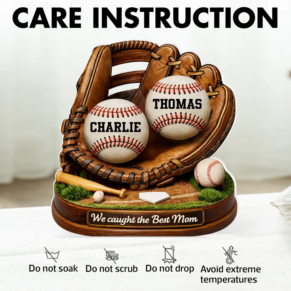 We Caught the Best Mom Baseball Softball - Personalized Acrylic Block Plaque - Heartfelt Gift for Mom