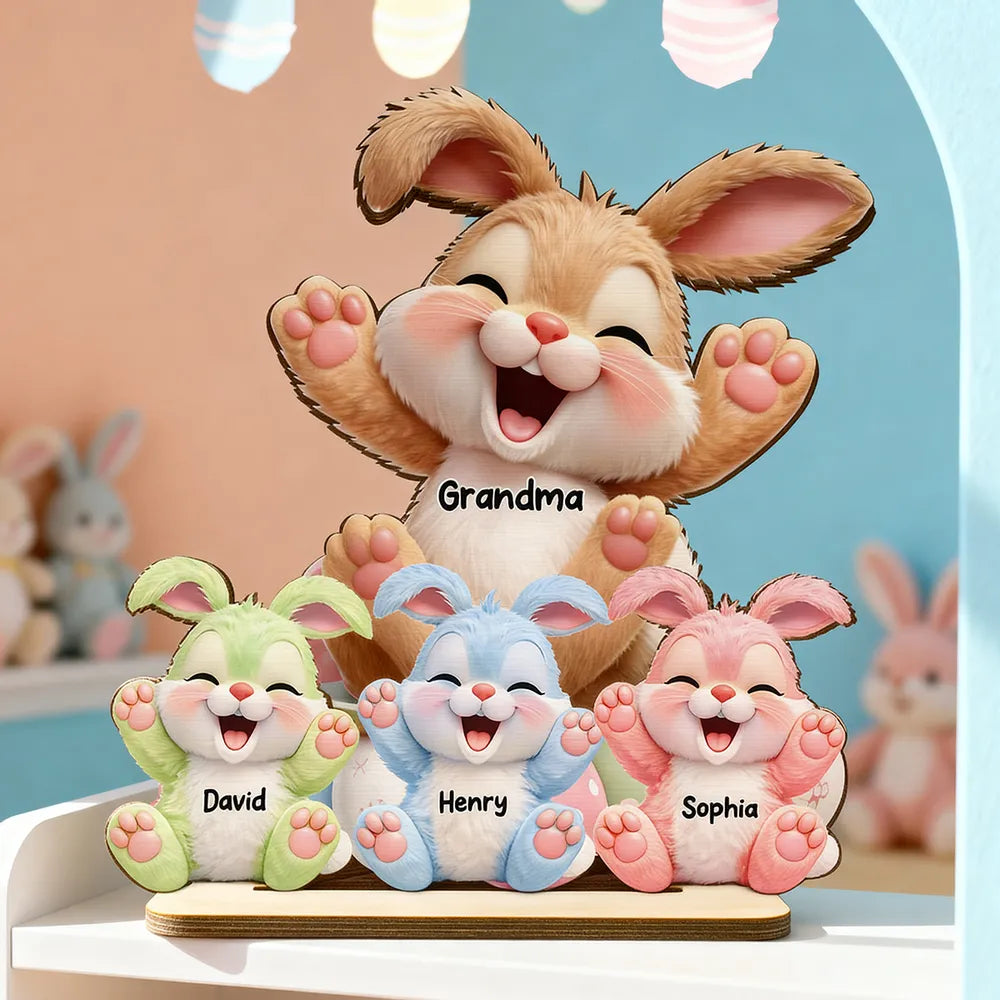 Grandma Bunny Easter Eggs - Personalized Wooden Plaque - Easter Decor for Grandma