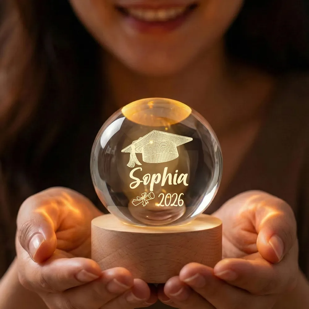 Graduation Senior Illusion Graduation Cap - Personalized Crystal Ball LED Night Light - Gift For Graduation Day, Graduation Gift, Keepsake