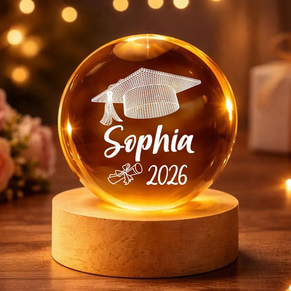 Graduation Senior Illusion Graduation Cap - Personalized Crystal Ball LED Night Light - Gift For Graduation Day, Graduation Gift, Keepsake