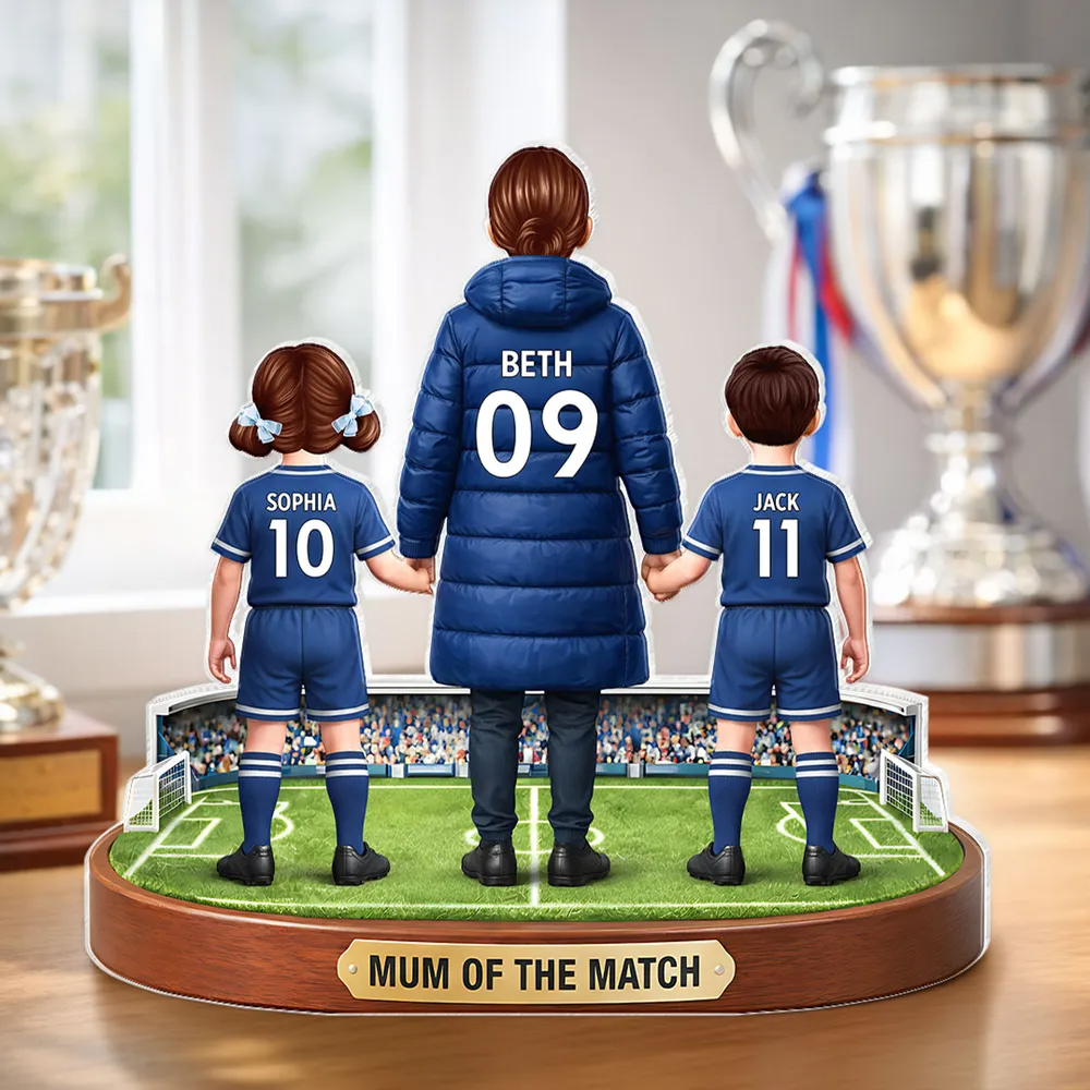 Mum Of The Match - Personalised Acrylic Block Plaque - Gift For Football Mum