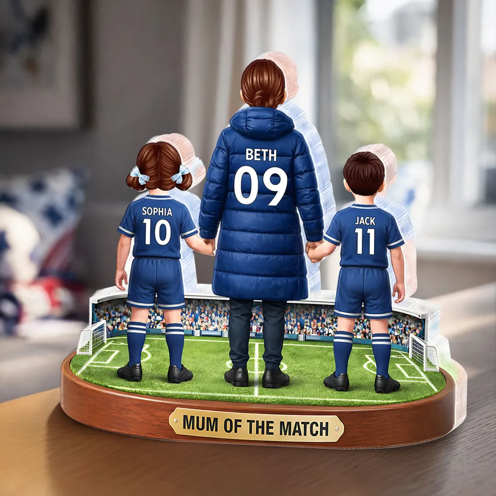 Mum Of The Match - Personalised Acrylic Block Plaque - Gift For Football Mum