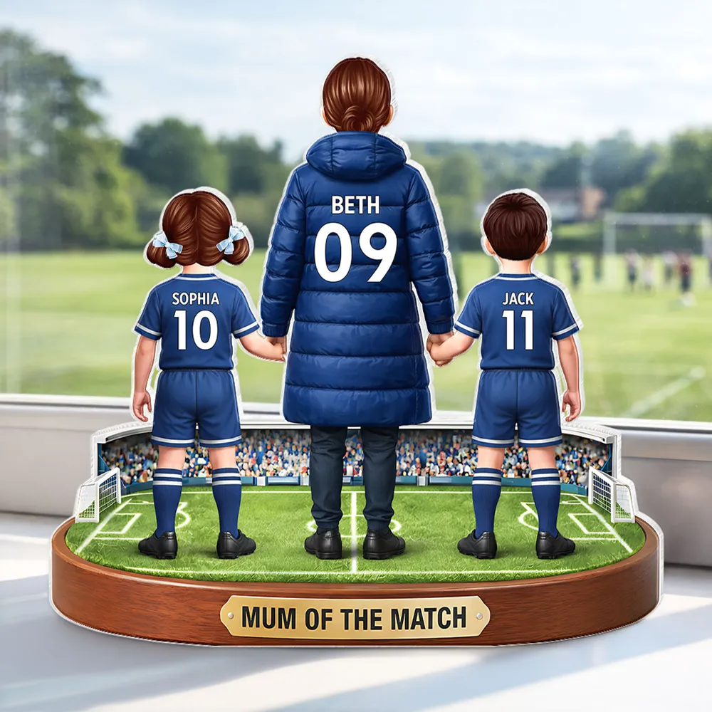 Mum Of The Match - Personalised Acrylic Block Plaque - Gift For Football Mum