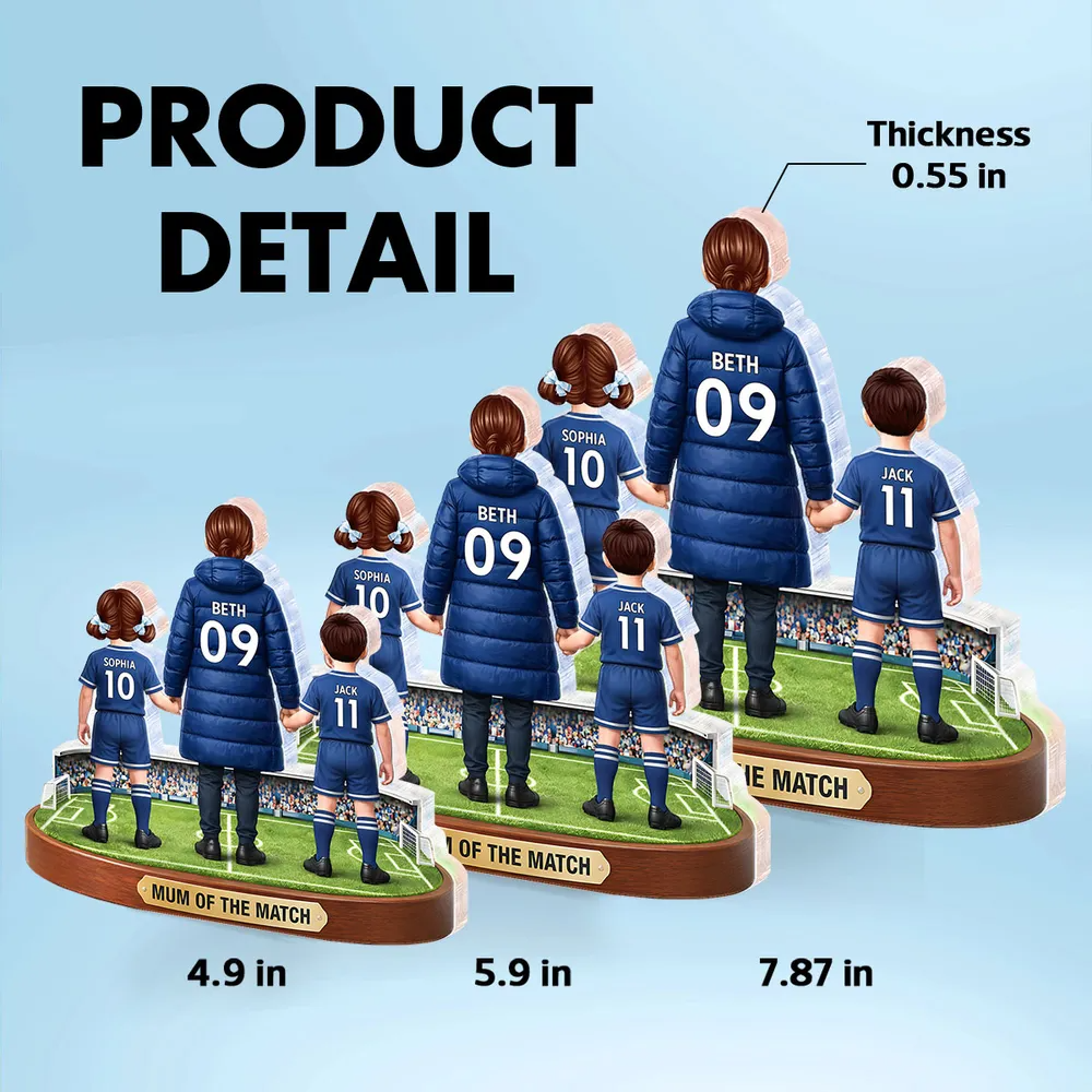 Mum Of The Match - Personalised Acrylic Block Plaque - Gift For Football Mum