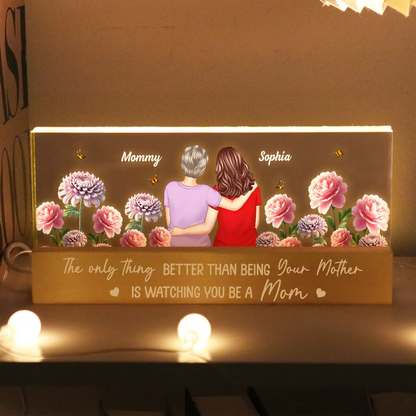 To My Daughter From Mom Birth Flower - Personalized Acrylic Block LED Night Light - Mother's Day Gift For Daughter
