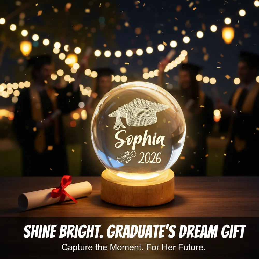 Graduation Senior Illusion Graduation Cap - Personalized Crystal Ball LED Night Light - Gift For Graduation Day, Graduation Gift, Keepsake