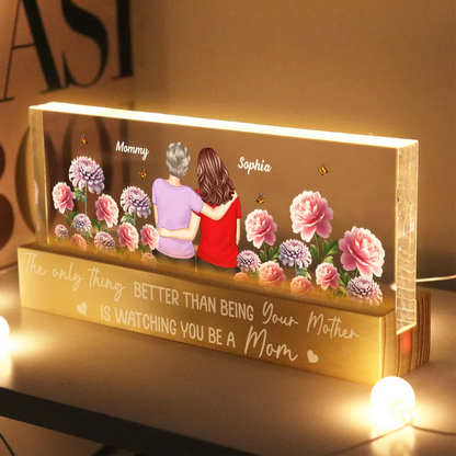To My Daughter From Mom Birth Flower - Personalized Acrylic Block LED Night Light - Mother's Day Gift For Daughter