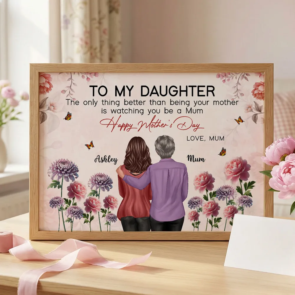 To My Daughter From Mum Birth Month Flower Floral Pink Tone - Personalised Poster