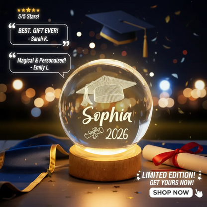 Graduation Senior Illusion Graduation Cap - Personalized Crystal Ball LED Night Light - Gift For Graduation Day, Graduation Gift, Keepsake