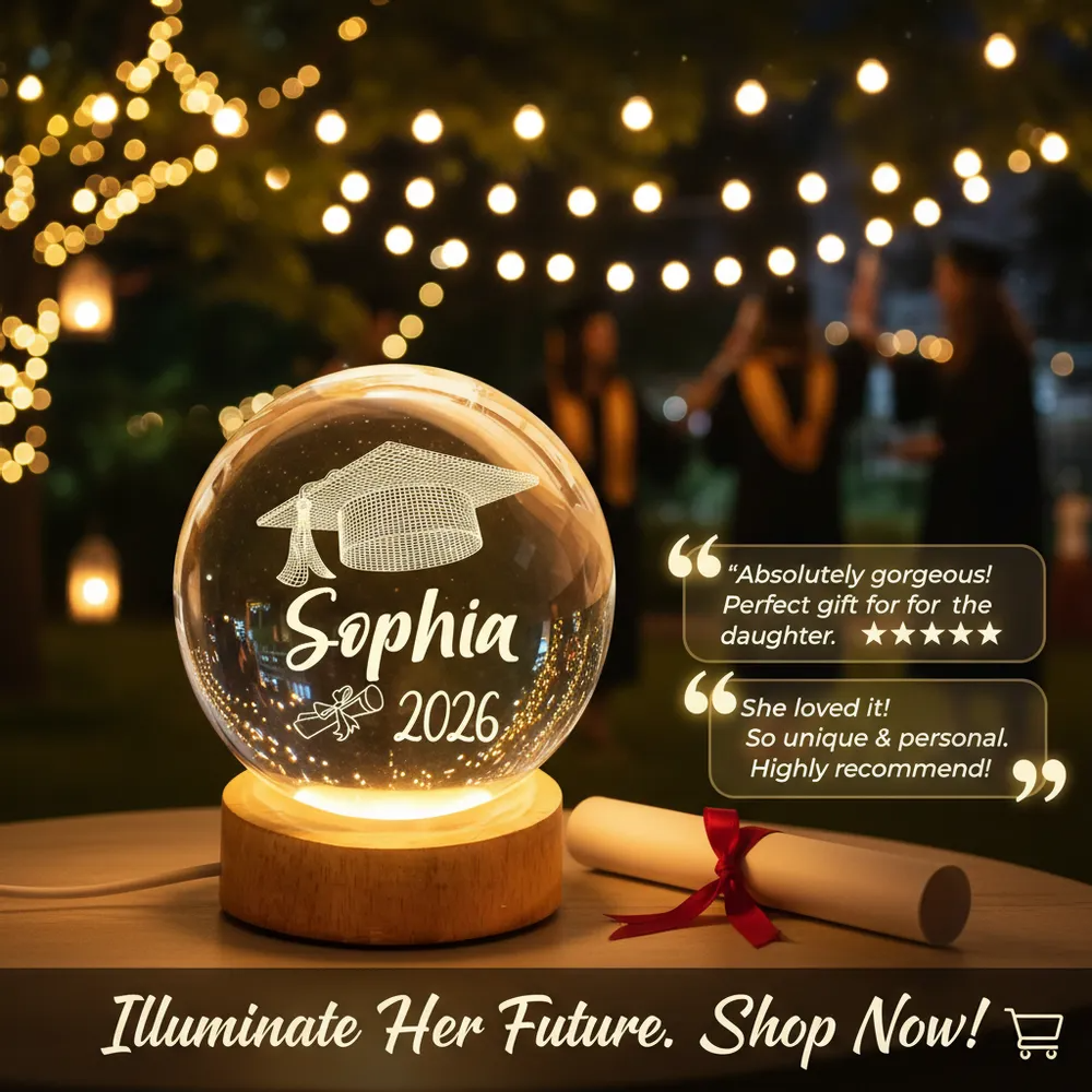 Graduation Senior Illusion Graduation Cap - Personalized Crystal Ball LED Night Light - Gift For Graduation Day, Graduation Gift, Keepsake
