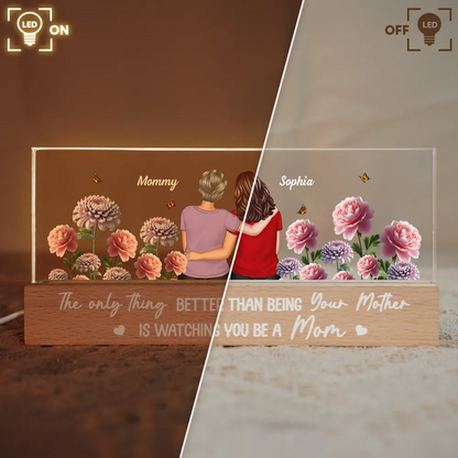 To My Daughter From Mom Birth Flower - Personalized Acrylic Block LED Night Light - Mother's Day Gift For Daughter