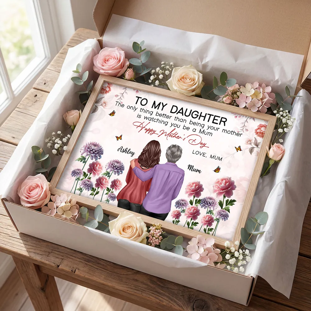 To My Daughter From Mum Birth Month Flower Floral Pink Tone - Personalised Poster