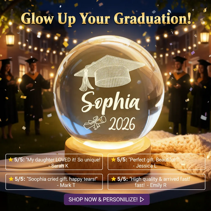 Graduation Senior Illusion Graduation Cap - Personalized Crystal Ball LED Night Light - Gift For Graduation Day, Graduation Gift, Keepsake
