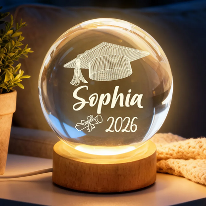 Graduation Senior Illusion Graduation Cap - Personalized Crystal Ball LED Night Light - Gift For Graduation Day, Graduation Gift, Keepsake