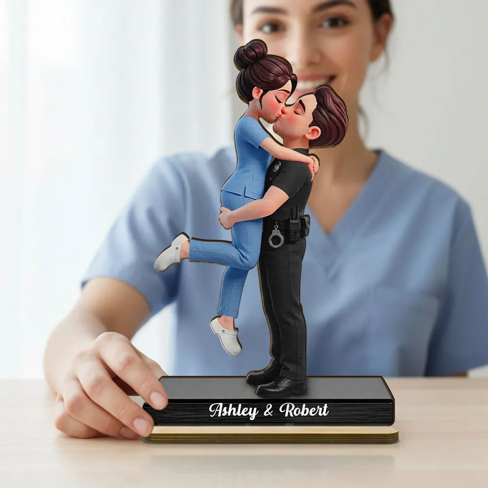 Hero Couple Forever Love - Personalized Wooden Plaque - Valentine's Day Gift For Couple, For Him, For Her, Nurse, Police, Firefighter, Army