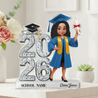 Shiny Effect Class Of 2026 2027 Senior 2D Flat - Personalized Acrylic Block Plaque - Graduation Gift For Graduates, Daughter, Son