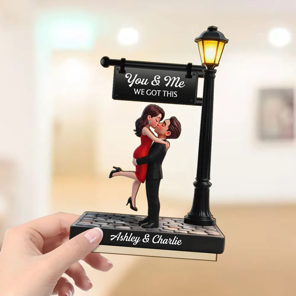 Timeless Love Under The Light - Personalized Wooden Plaque - Heartfelt Valentine's Day Gift For Couple, For Him, For Her