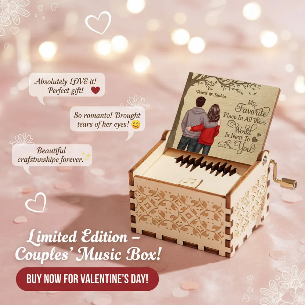 Favorite Place In The World Couple Standing Back View - Personalized Wooden Music Box - Valentine's Day Gift For Him, Gift For Her