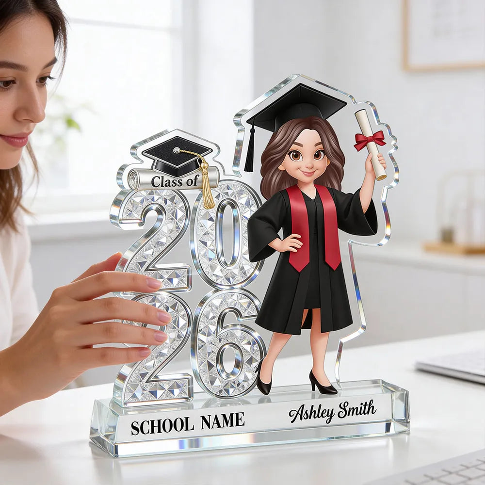 Shiny Effect Class Of 2026 2027 Senior 2D Flat - Personalized Acrylic Block Plaque - Graduation Gift For Graduates, Daughter, Son