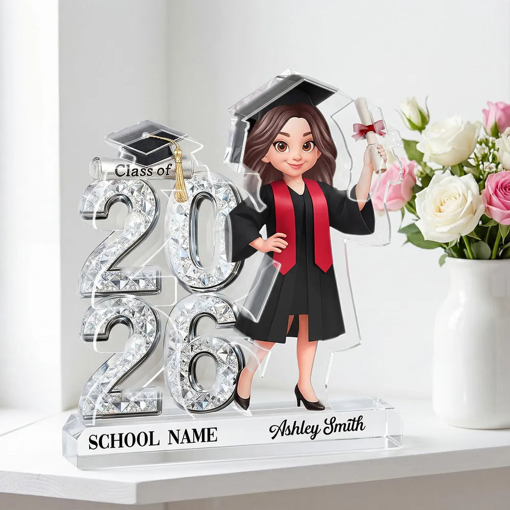 Shiny Effect Class Of 2026 2027 Senior 2D Flat - Personalized Acrylic Block Plaque - Graduation Gift For Graduates, Daughter, Son