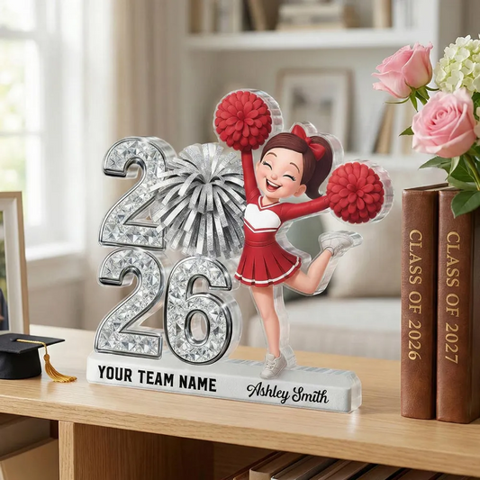 Shiny Effect Class Of 2026 2027 Cheerleader 2D Flat - Personalized Acrylic Block Plaque - Graduation Gift For Graduates, Daughter