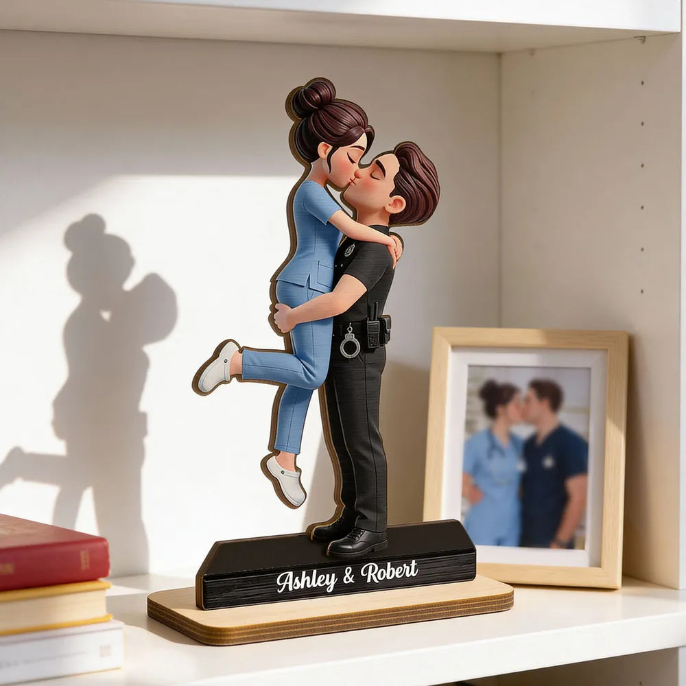 Hero Couple Forever Love - Personalized Wooden Plaque - Valentine's Day Gift For Couple, For Him, For Her, Nurse, Police, Firefighter, Army