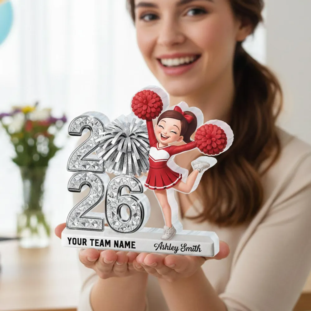 Shiny Effect Class Of 2026 2027 Cheerleader 2D Flat - Personalized Acrylic Block Plaque - Graduation Gift For Graduates, Daughter