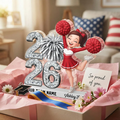 Shiny Effect Class Of 2026 2027 Cheerleader 2D Flat - Personalized Acrylic Block Plaque - Graduation Gift For Graduates, Daughter