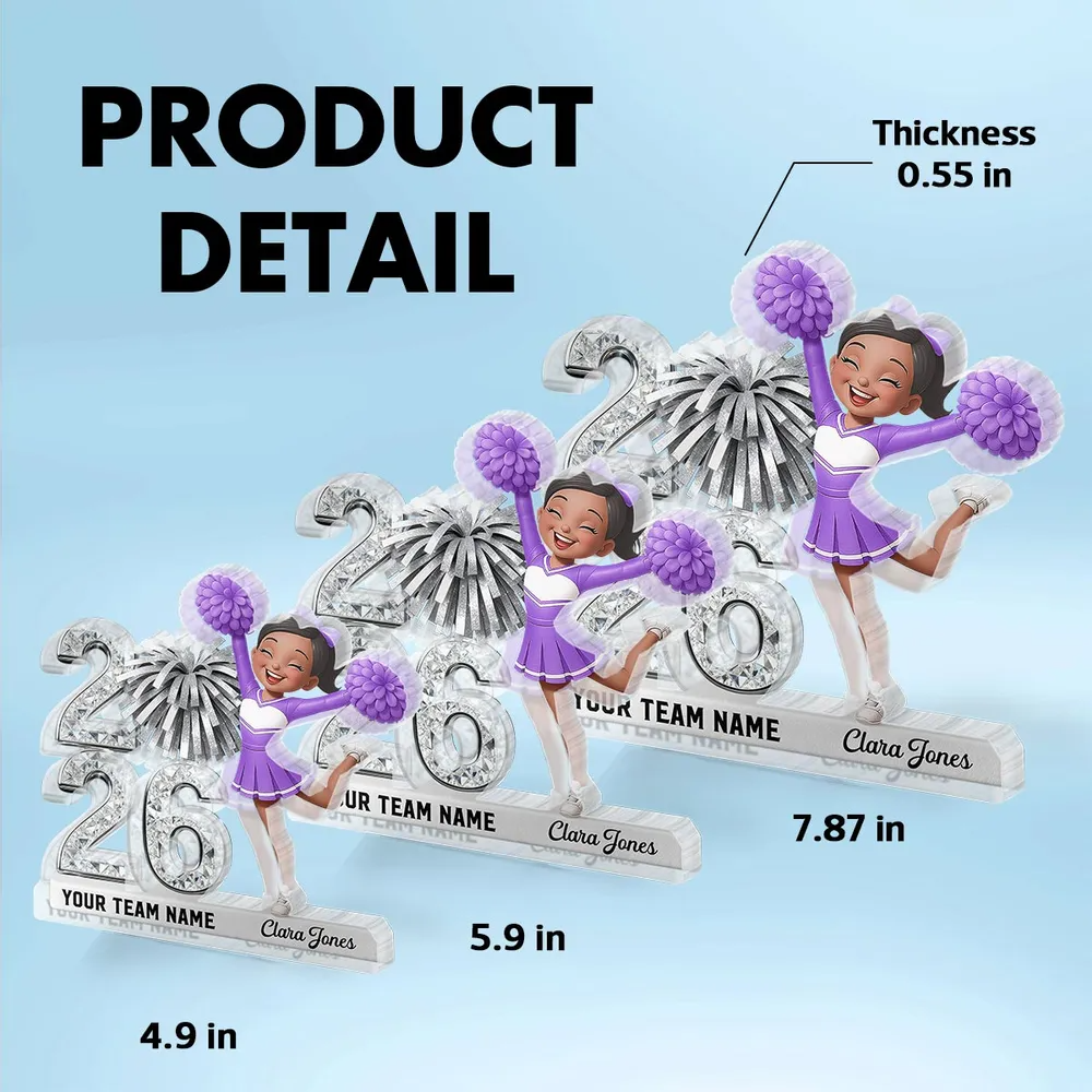 Shiny Effect Class Of 2026 2027 Cheerleader 2D Flat - Personalized Acrylic Block Plaque - Graduation Gift For Graduates, Daughter