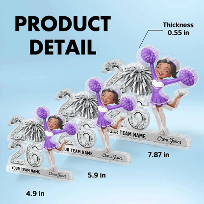 Shiny Effect Class Of 2026 2027 Cheerleader 2D Flat - Personalized Acrylic Block Plaque - Graduation Gift For Graduates, Daughter