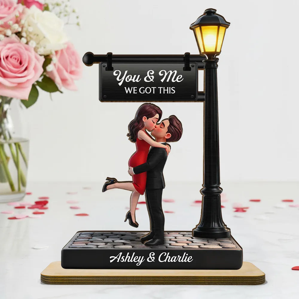 Timeless Love Under The Light - Personalized Wooden Plaque - Heartfelt Valentine's Day Gift For Couple, For Him, For Her